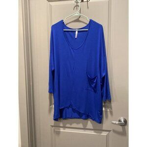 Boutique E.C. Royal Blue V-Neck Top XXL Oversized